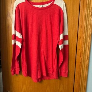 PINK Victoria's Secret Red Raglan Long Sleeve Tee